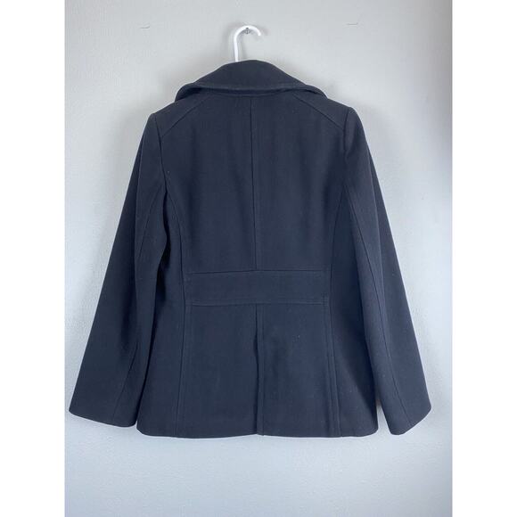 J Crew Sz S Black Stadium Cloth Double Breasted Majesty Peacoat Wool Blend - Picture 2 of 10